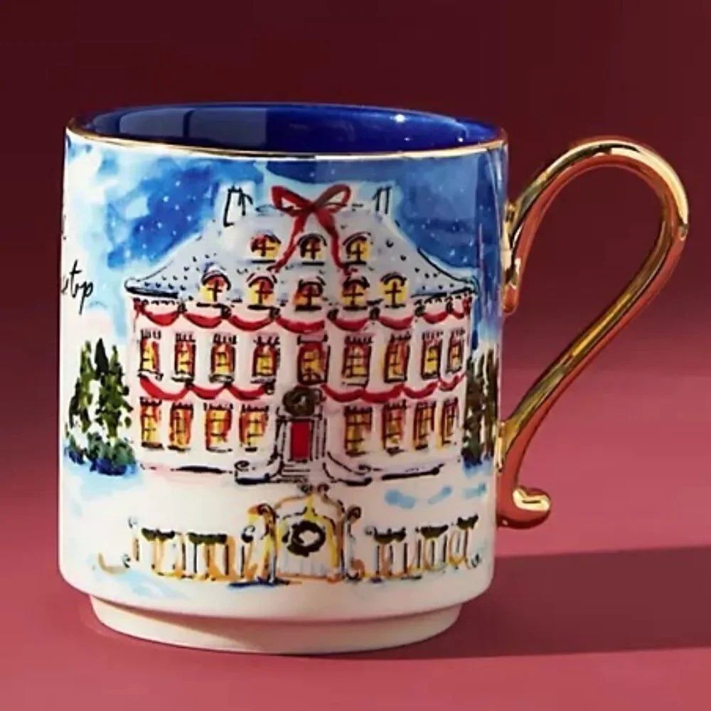 ANTHROPOLOGIE Susannah Garrod 'Tis The Season Mug Up on the Housetop